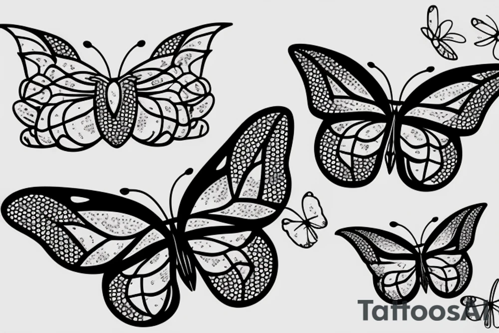Butterflies flying around bamboo sticks tattoo idea