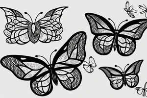 Butterflies flying around bamboo sticks tattoo idea