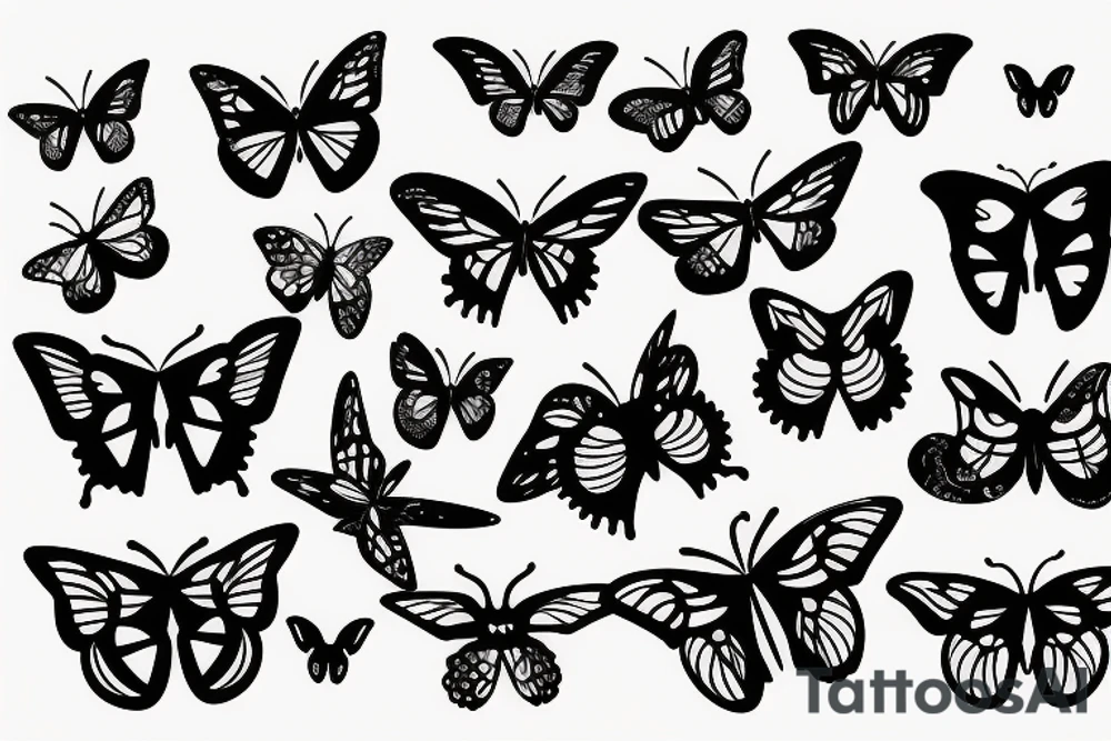 Butterflies flying around bamboo sticks tattoo idea
