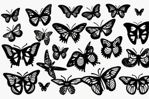 Butterflies flying around bamboo sticks tattoo idea