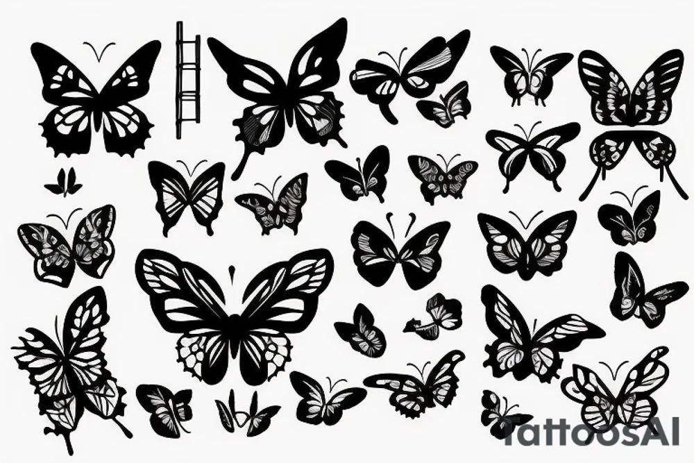 Butterflies flying around bamboo sticks tattoo idea