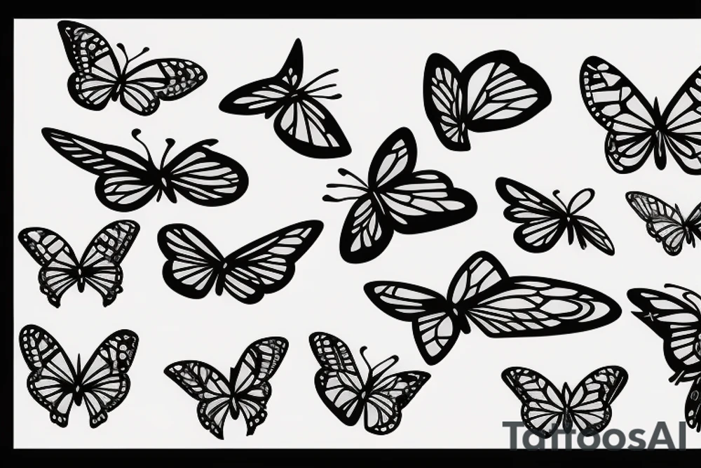 Butterflies flying around bamboo sticks tattoo idea