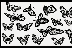 Butterflies flying around bamboo sticks tattoo idea