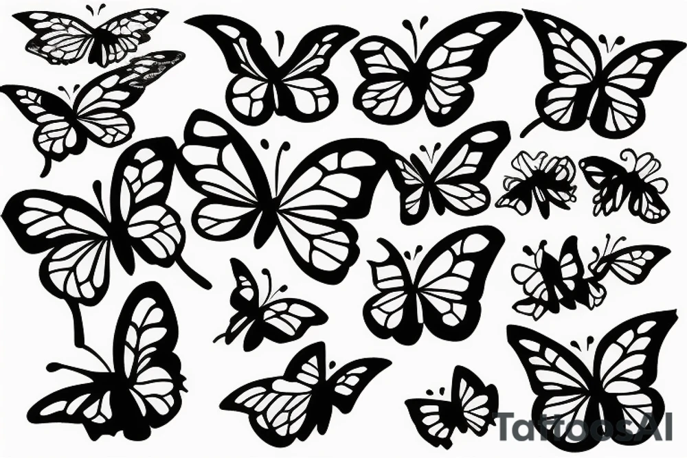 Butterflies flying around bamboo sticks tattoo idea