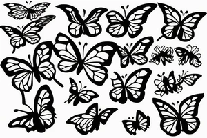 Butterflies flying around bamboo sticks tattoo idea