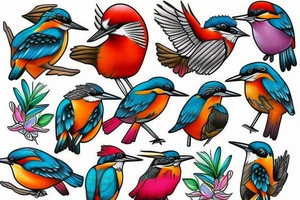 Kingfisher bird,  bright colours tattoo idea