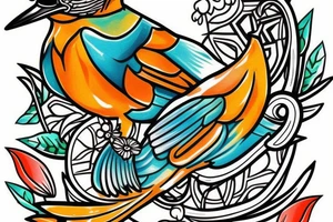 Kingfisher bird,  bright colours tattoo idea