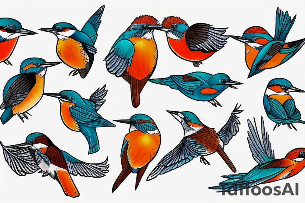 Kingfisher bird,  bright colours tattoo idea