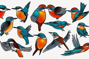 Kingfisher bird,  bright colours tattoo idea