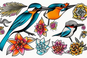 Kingfisher bird,  bright colours tattoo idea