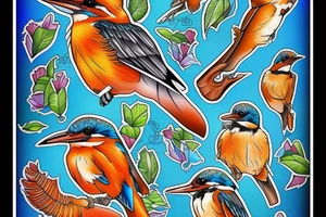 Kingfisher bird,  bright colours tattoo idea