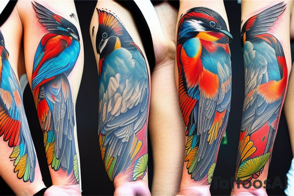 Kingfisher bird,  bright colours tattoo idea