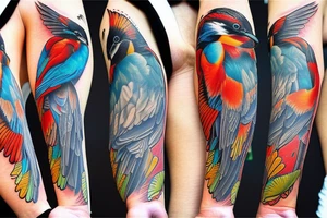 Kingfisher bird,  bright colours tattoo idea