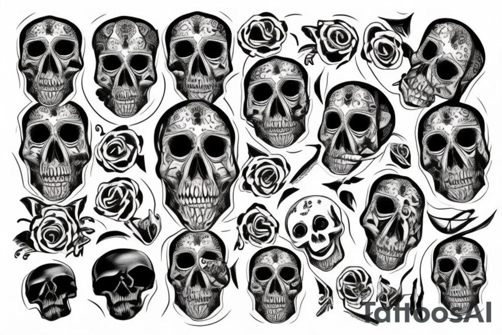 Skull with pattern behind tattoo idea