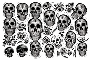 Skull with pattern behind tattoo idea