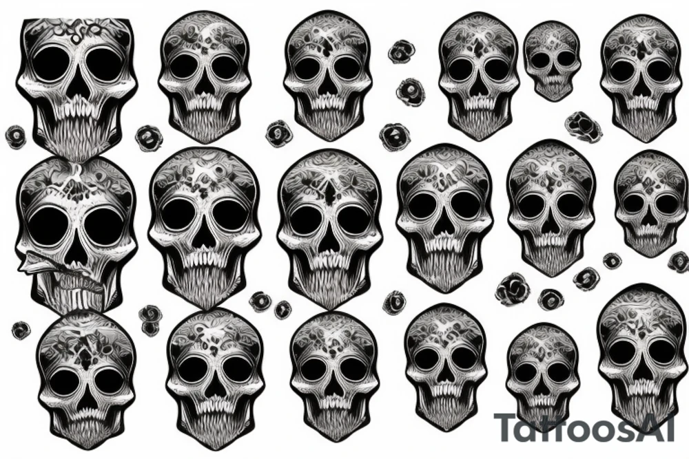 Skull with pattern behind tattoo idea