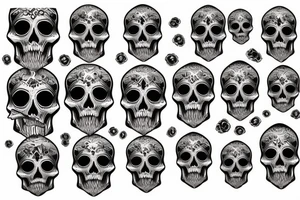 Skull with pattern behind tattoo idea