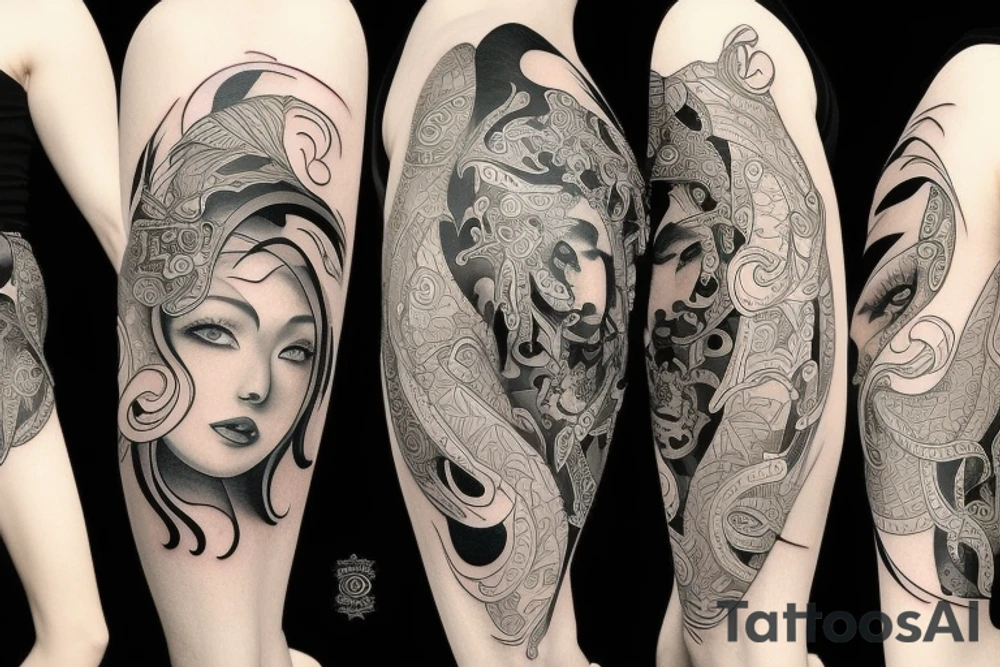 Modern ying and yang tattoo idea