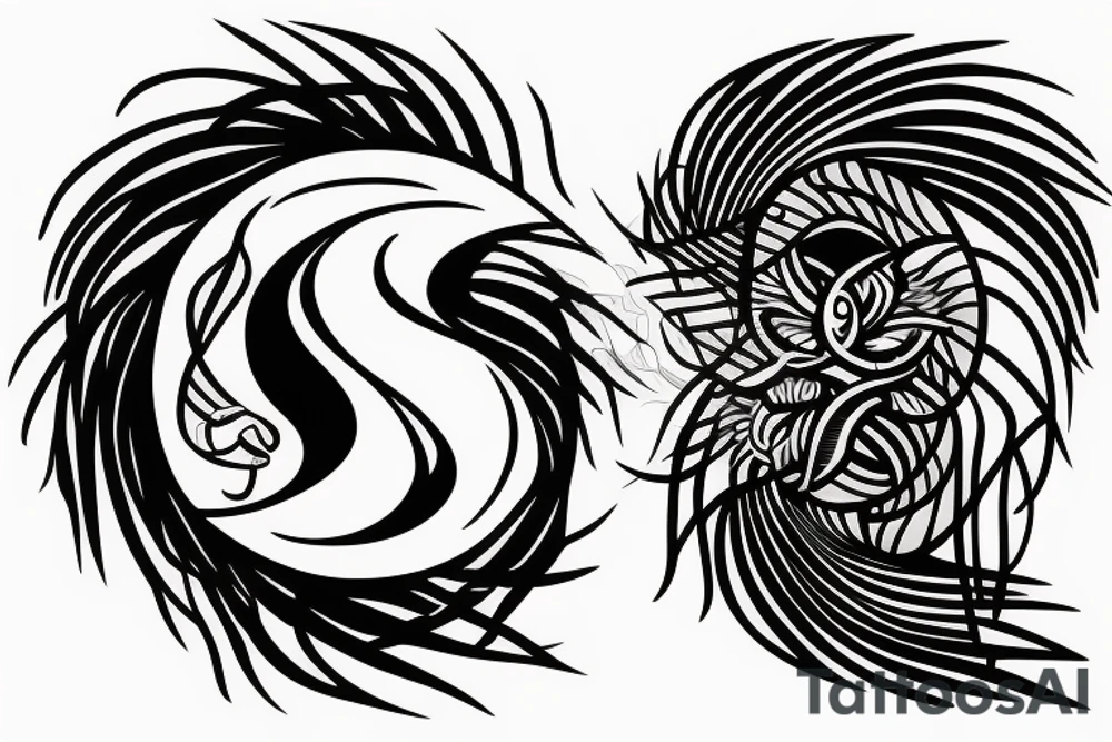 Modern ying and yang tattoo idea