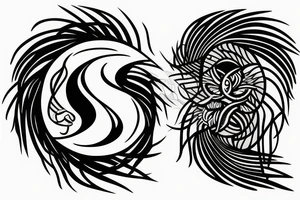 Modern ying and yang tattoo idea