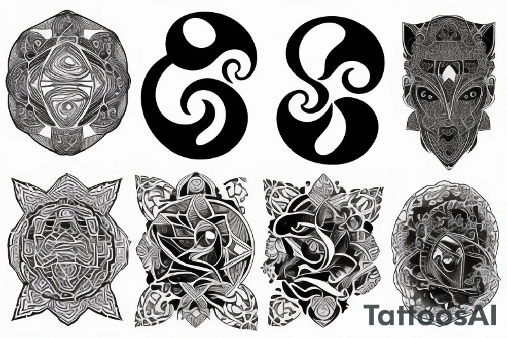 Modern ying and yang tattoo idea