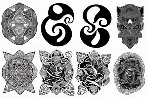 Modern ying and yang tattoo idea