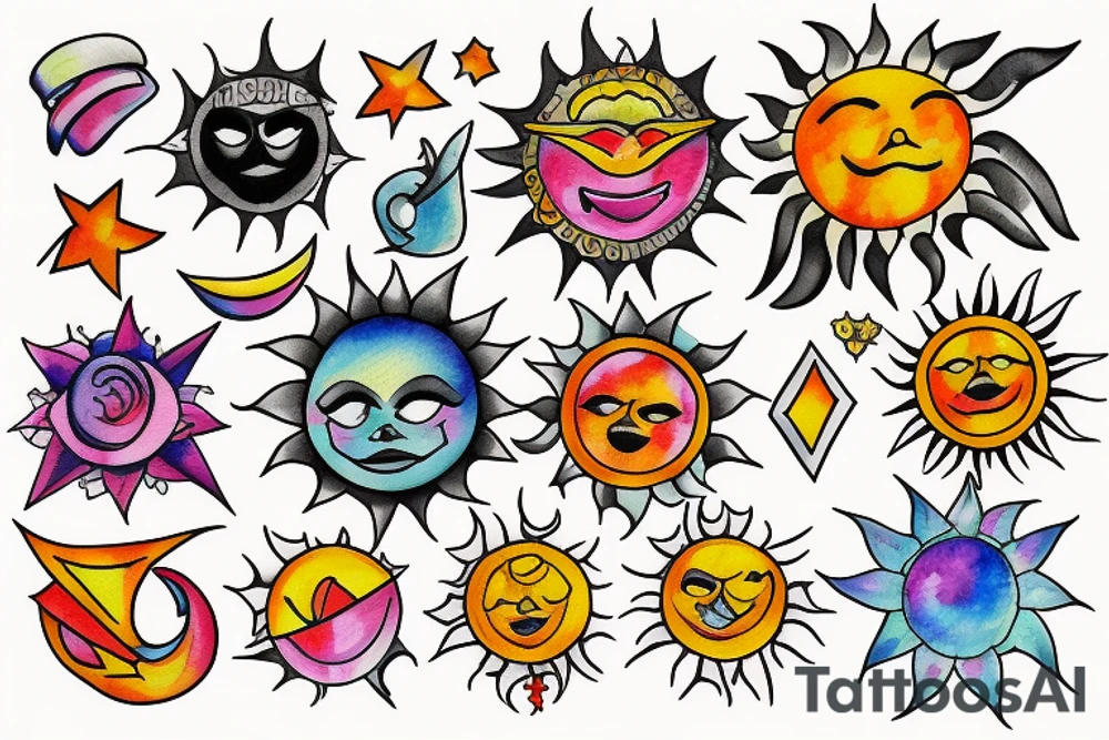 Sun shining brightly. tattoo idea