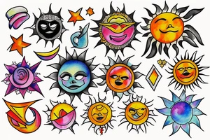Sun shining brightly. tattoo idea