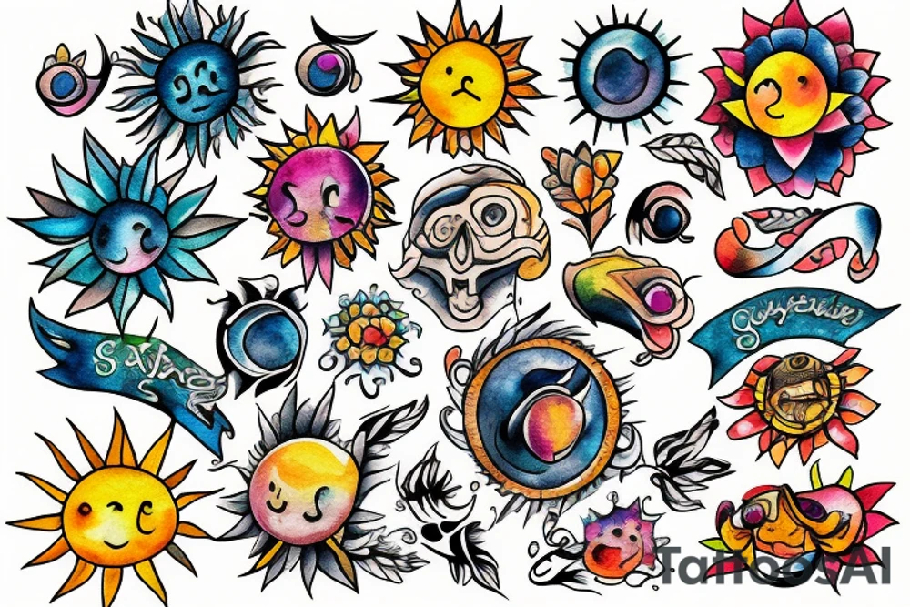 Sun shining brightly. tattoo idea