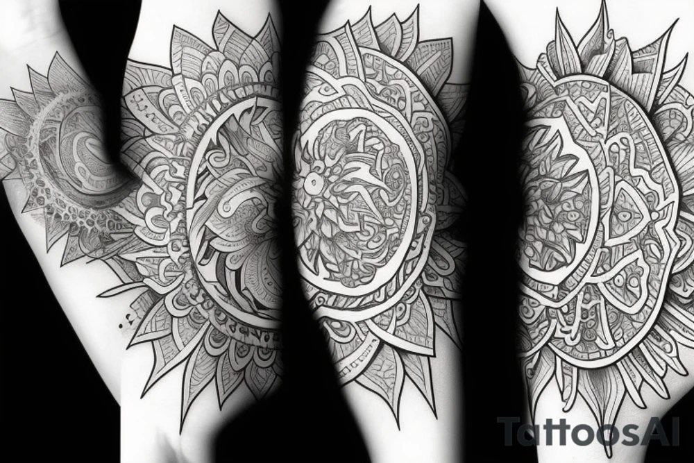 Mystical sun happy tattoo idea