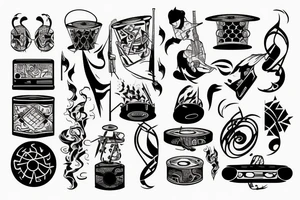 Mystical music drum and bass tattoo idea