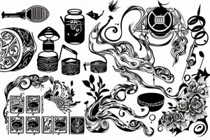 Mystical music drum and bass tattoo idea