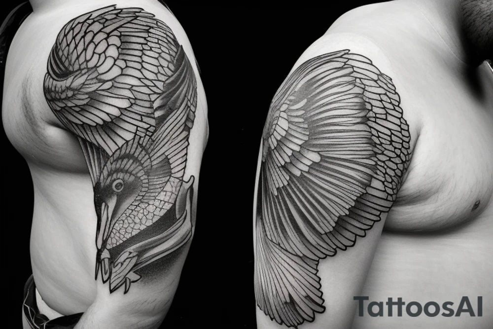 Kingfisher flying over water,  picking up a small fish in its beak tattoo idea