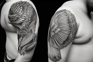 Kingfisher flying over water,  picking up a small fish in its beak tattoo idea