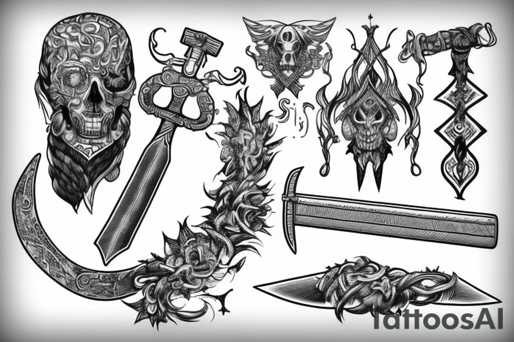 A long sword going through a brain tattoo idea