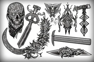 A long sword going through a brain tattoo idea