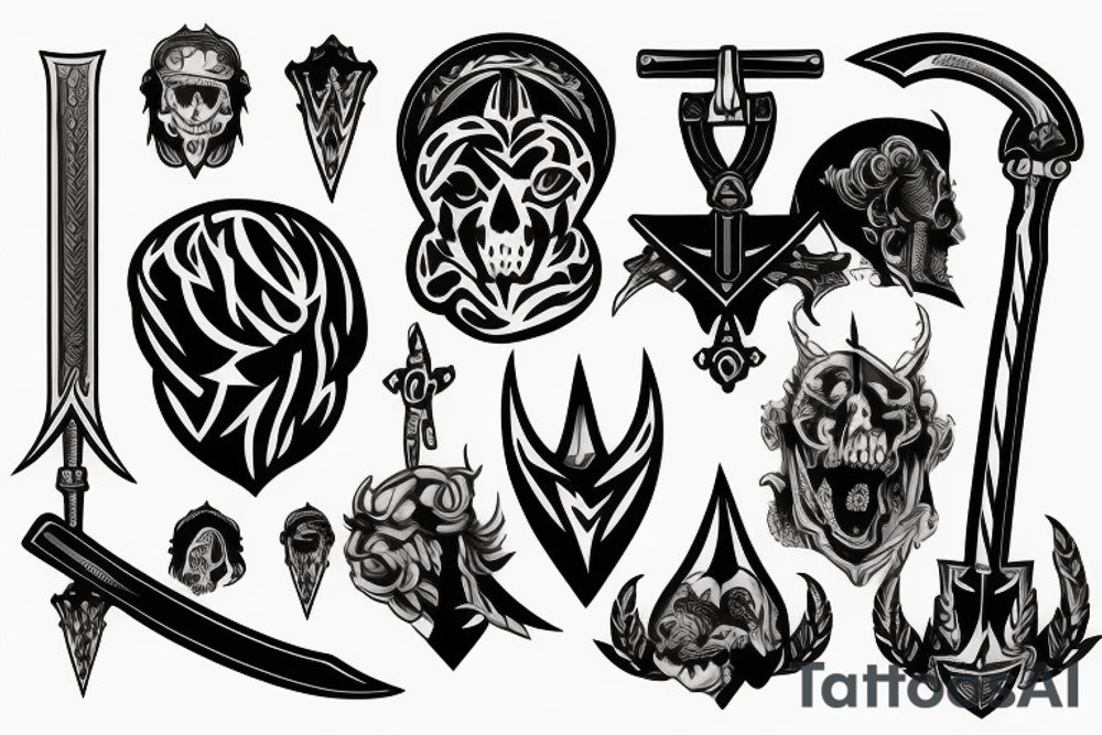 A long sword slicing through a brain tattoo idea