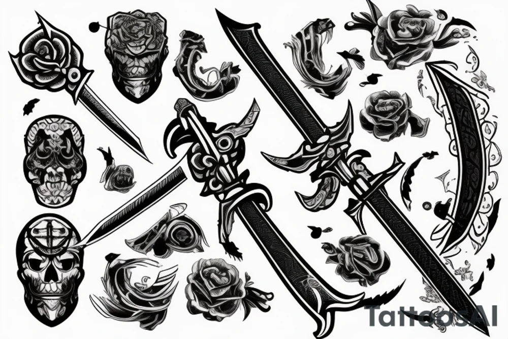 A long sword slicing through a brain tattoo idea
