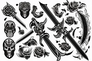 A long sword slicing through a brain tattoo idea