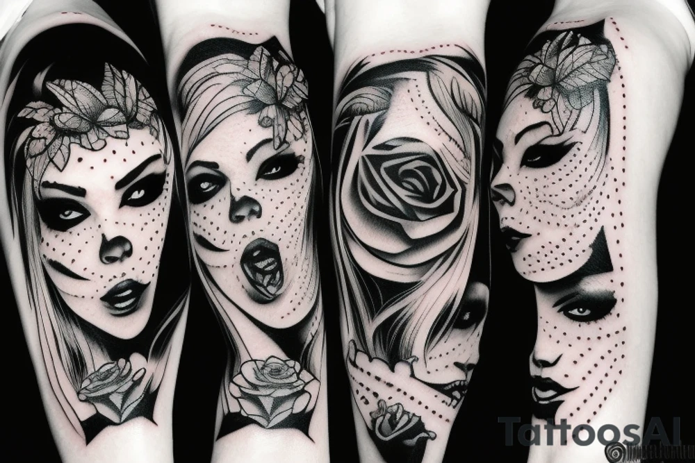 Beautiful zombie with makeup tattoo idea