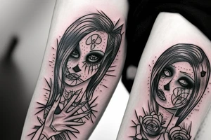 Beautiful zombie with makeup tattoo idea