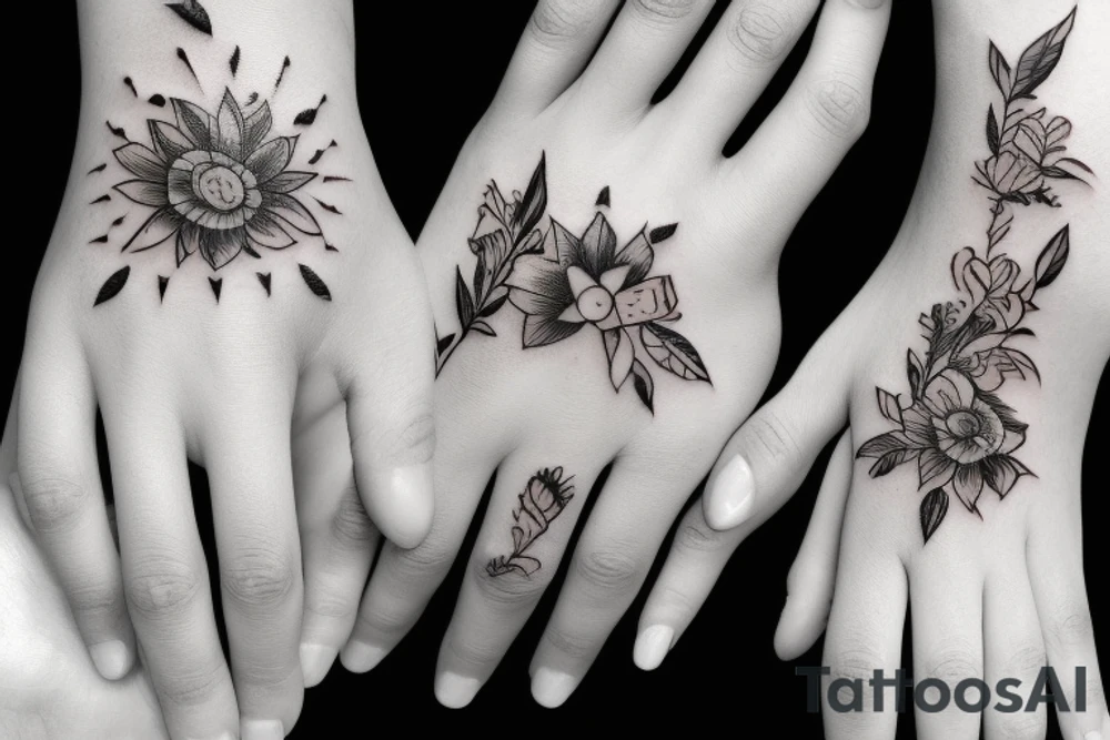 Two female hands touching index finger tattoo idea