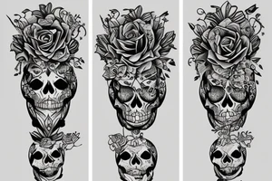 Skeleton with beautiful dress on tattoo idea