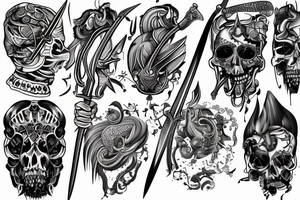 Long sword piercing through a brain tattoo idea