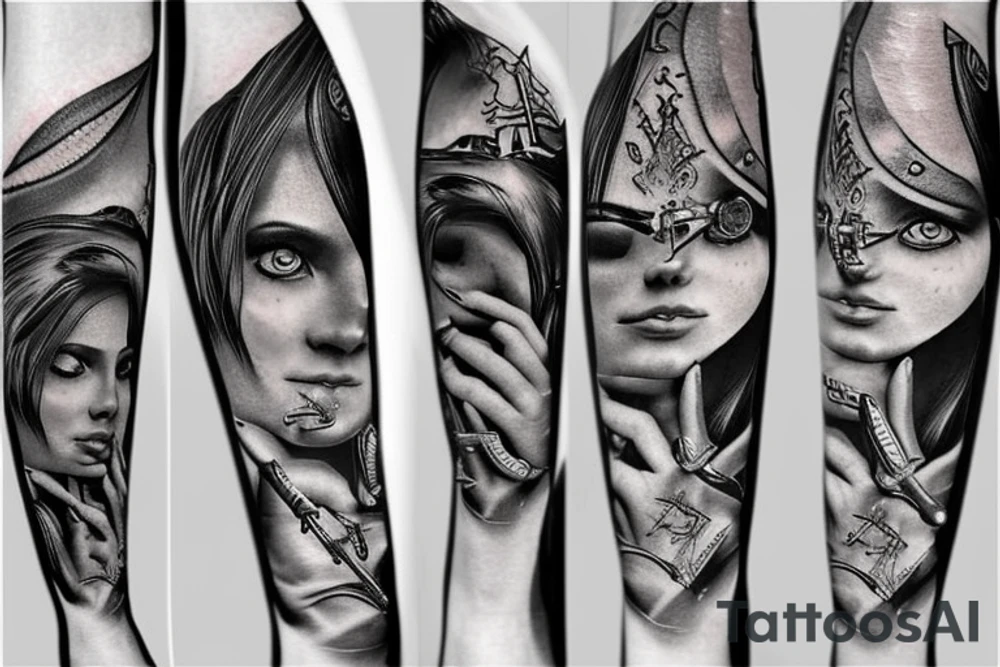 Long sword piercing through a brain tattoo idea