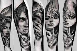Long sword piercing through a brain tattoo idea