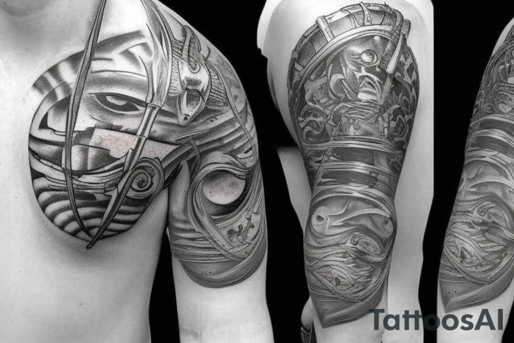 Long sword piercing through a brain tattoo idea