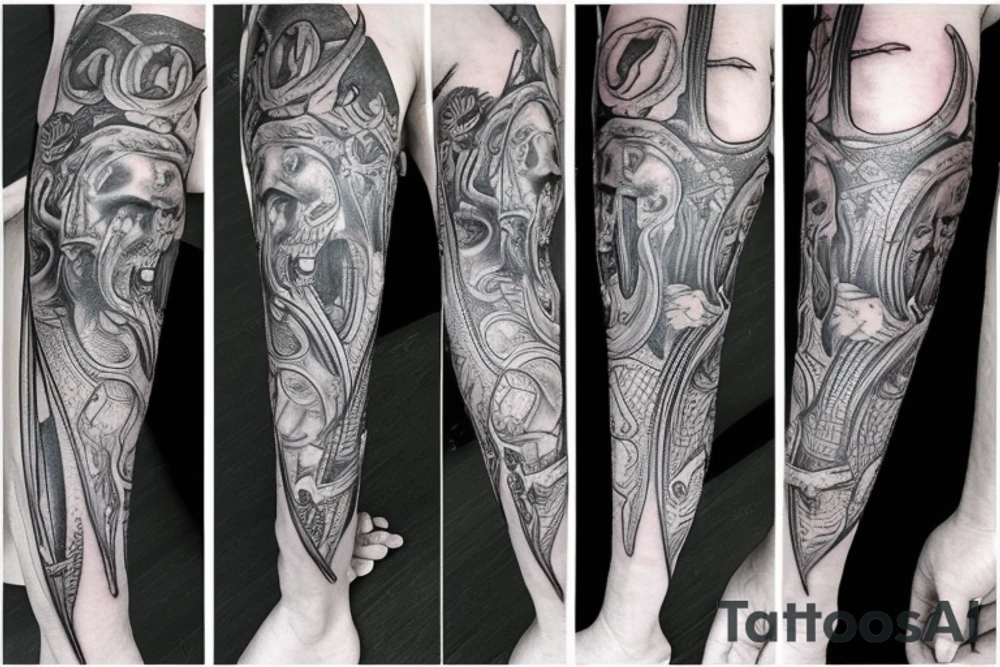 Long sword piercing through a brain tattoo idea