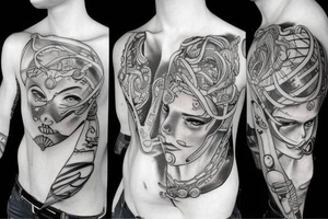 Long sword piercing through a brain tattoo idea