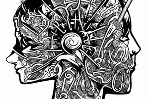 Long sword piercing through a brain tattoo idea